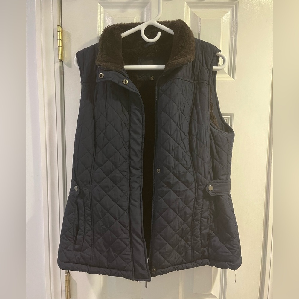 Weatherproof Faux Fur-Lined Vest — Large